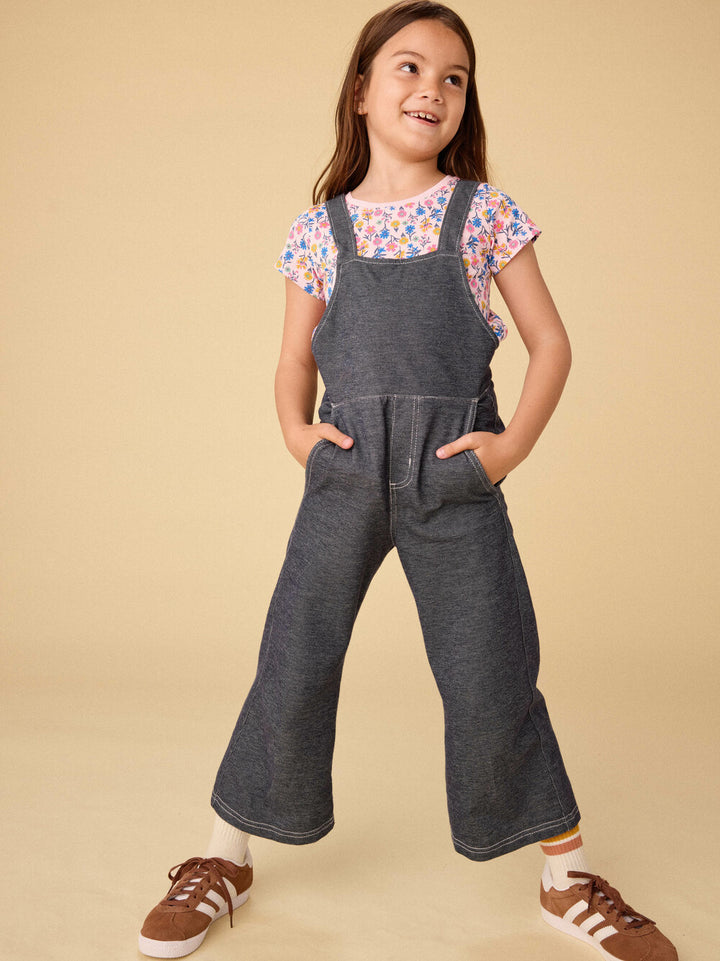 Tea Collection Wide Leg Denim-Like Overalls model