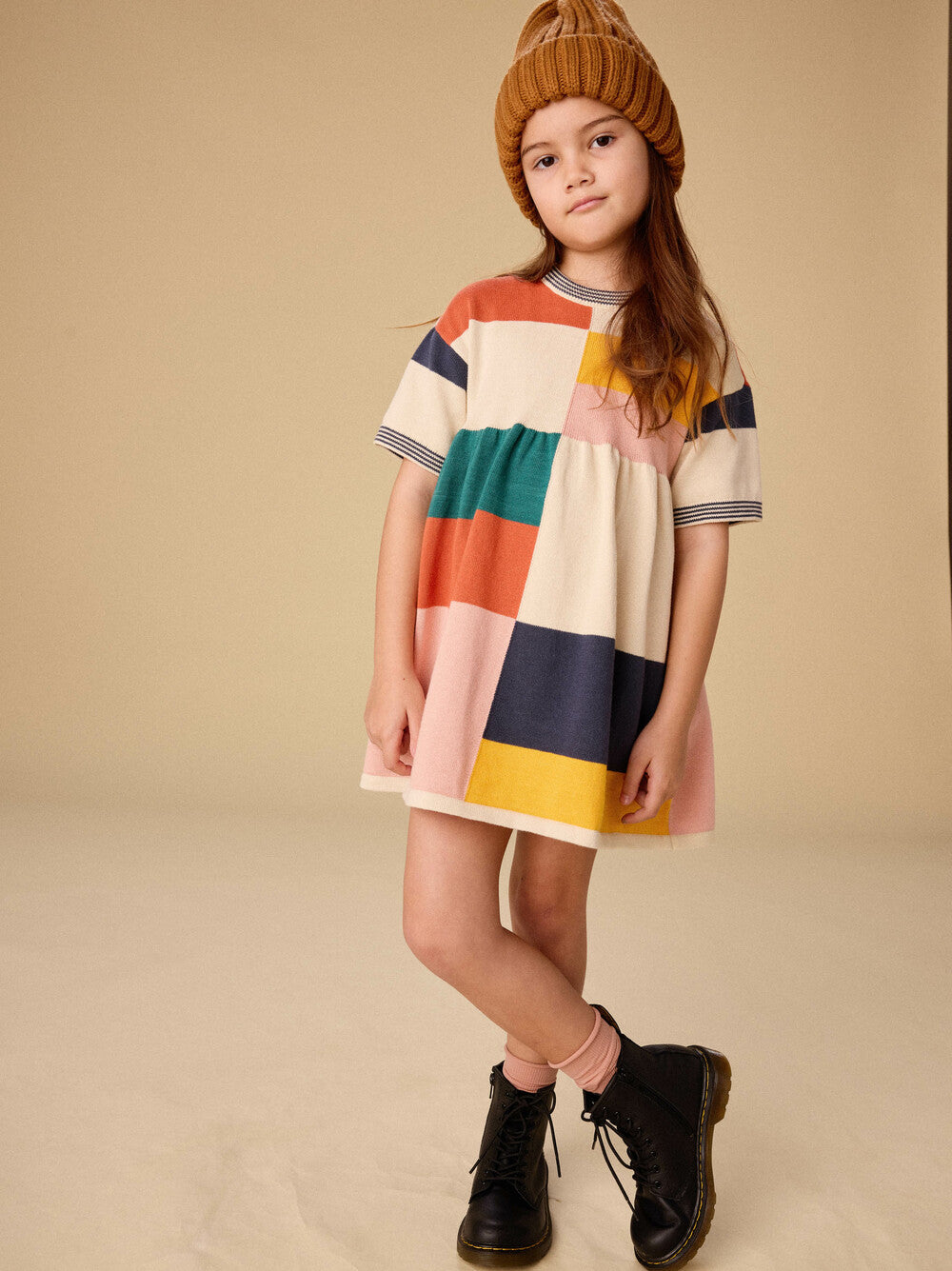 Tea Collection Colorblock Sweater Dress model standing