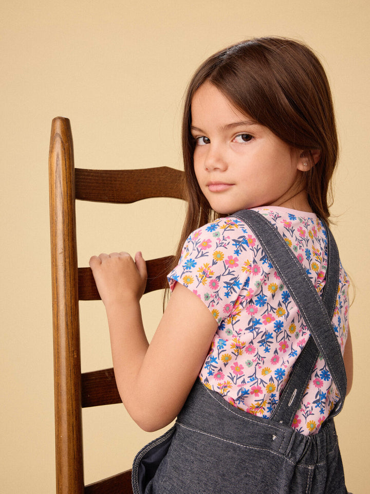 Tea Collection Wide Leg Denim-Like Overalls model back