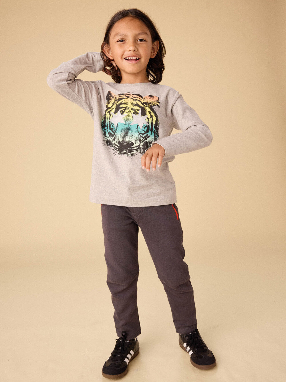 Tea Collection Star Foil Tiger Graphic Tee model standing