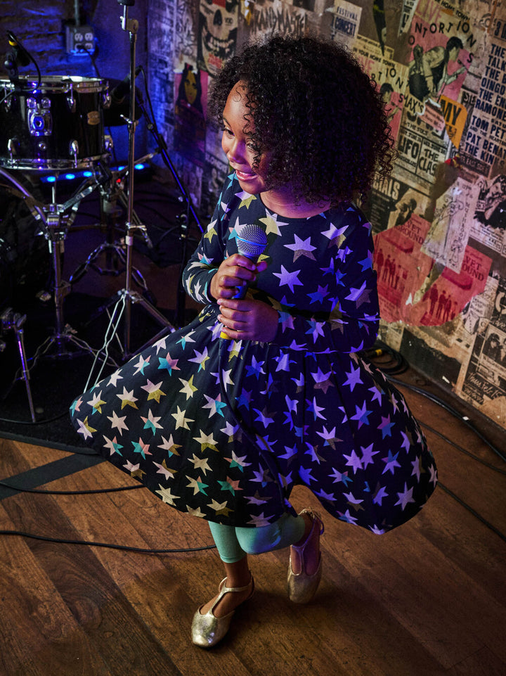 Tea Collection Colorblock Metallic Stars Ballet Dress detail model show