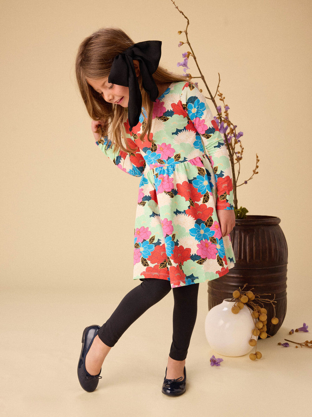 Tea Collection Peonies & Chrysanthemums Ballet Dress model down