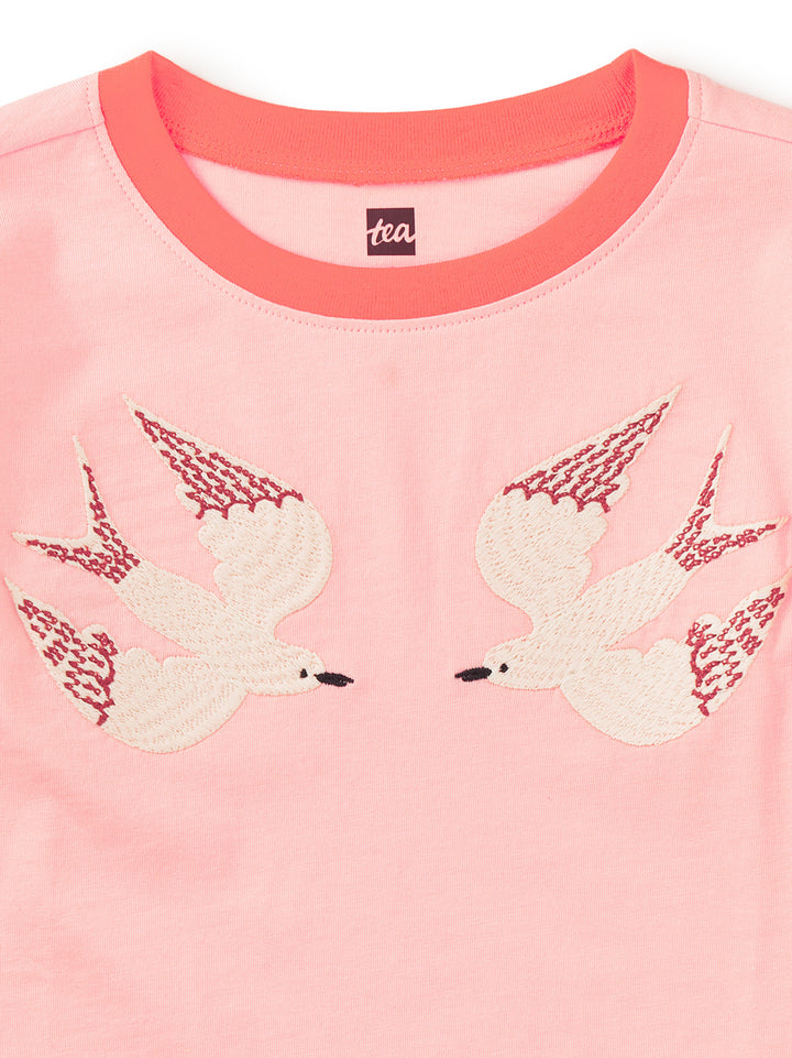 Tea Collection Embroidered Magpies Blocked Tee close