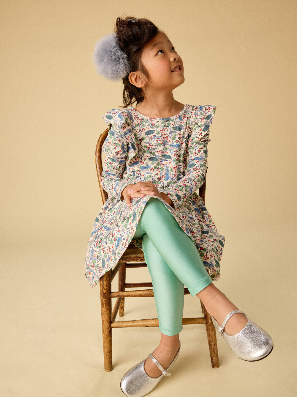 Tea Collection Rabbit & Turtle Folk Tale Ballet Dress model seating