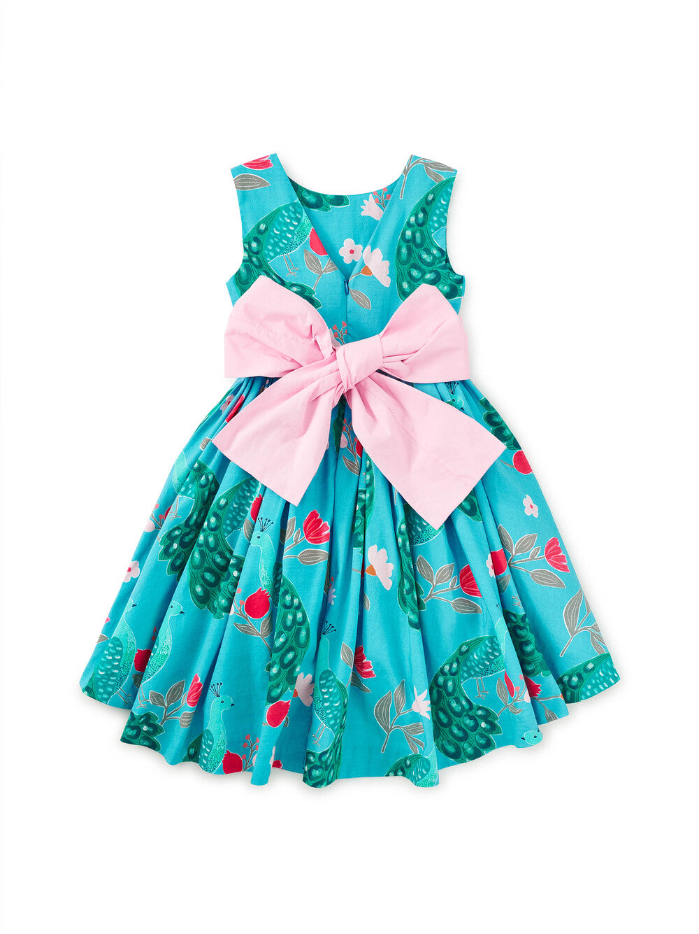 Peacock Flower Hi-Lo Sash Dress