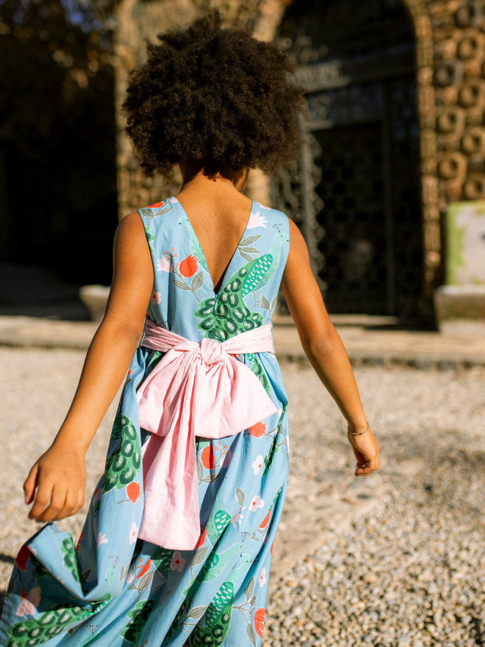 Peacock Flower Hi-Lo Sash Dress