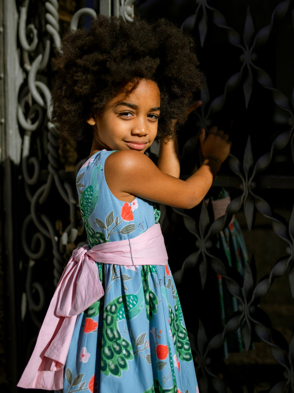 Peacock Flower Hi-Lo Sash Dress