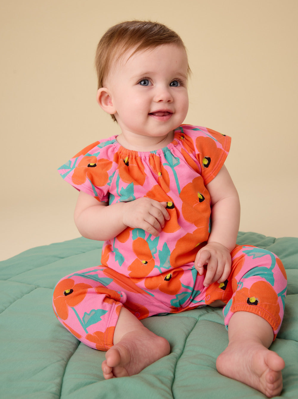 Poppy Poppies Tulip Sleeve Romper