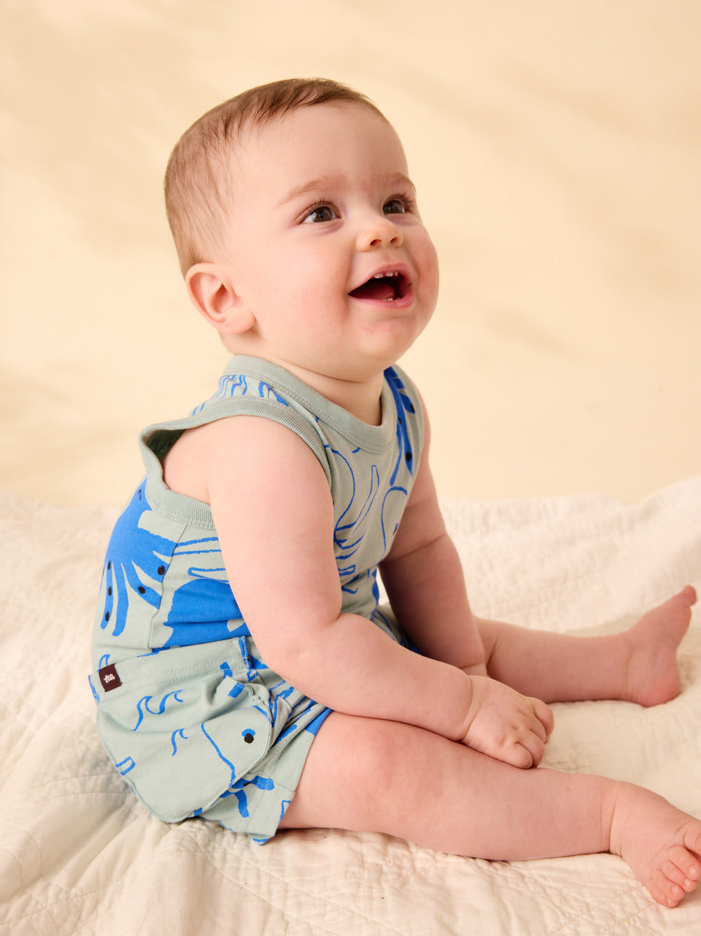 Tea Collection Sketched Octopus Romper model seating