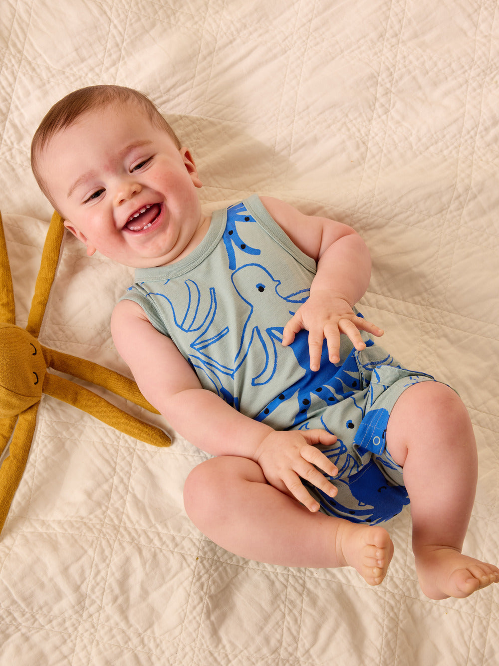 Tea Collection Sketched Octopus Romper model teeth