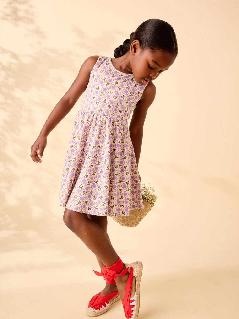 Tea Collection Tile Floral Sleeveless Ballet Dress model