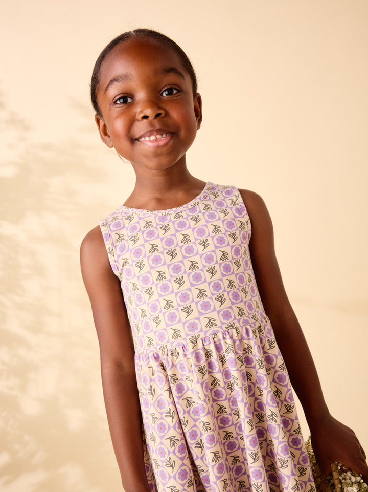 Tea Collection Tile Floral Sleeveless Ballet Dress model top