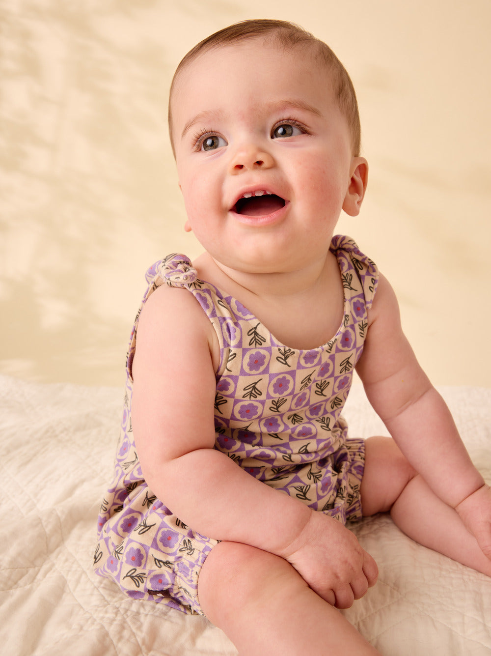 Tea Collection Tile Floral Tie Shoulder Romper model
