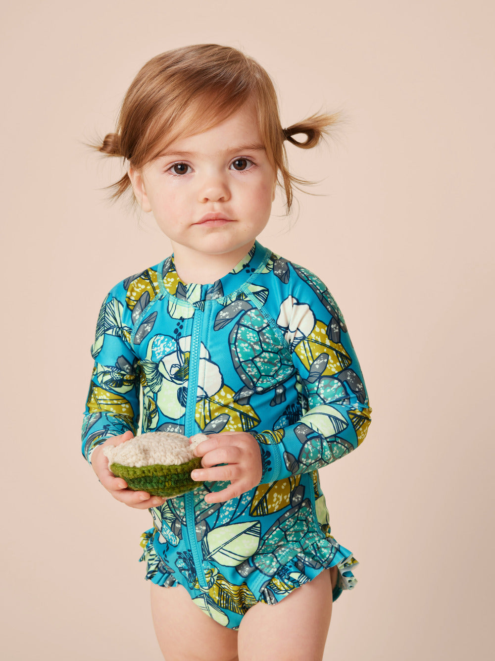 Tea Collection Turtle Floral Baby Rash Guard Swimsuit  girl