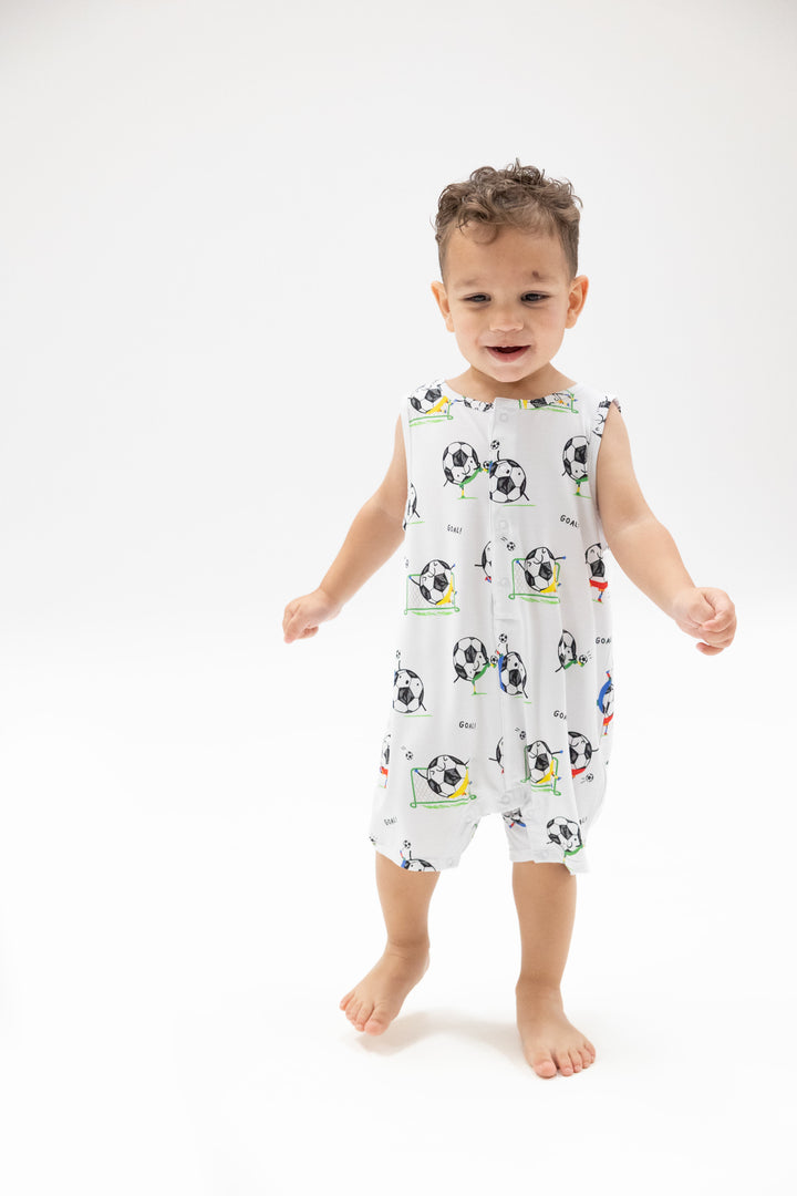 Soccer Balls Playing Soccer Shortie Romper