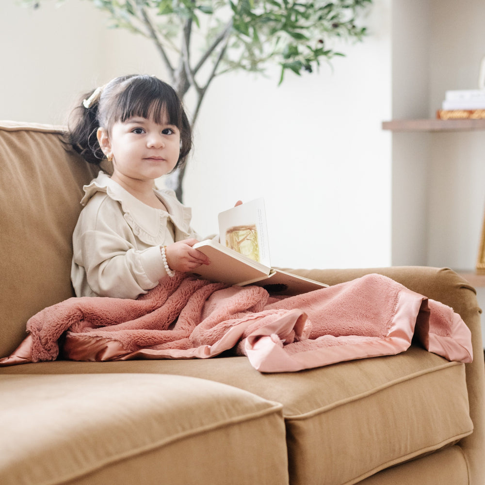 Saranoni Dusty Peach Satin Border Receiving Blanket seating