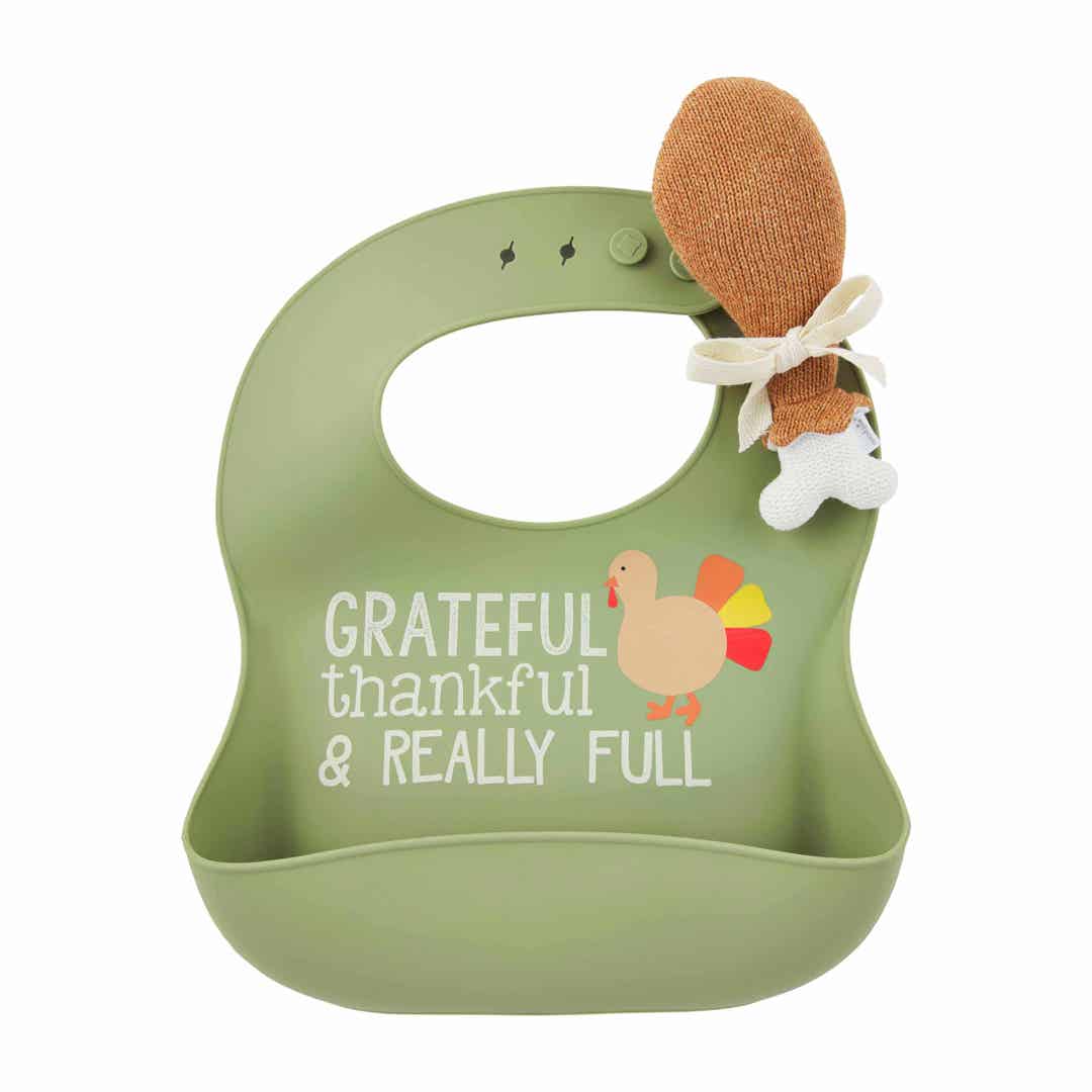 Mud Pie Thankful Bib & Rattle Set