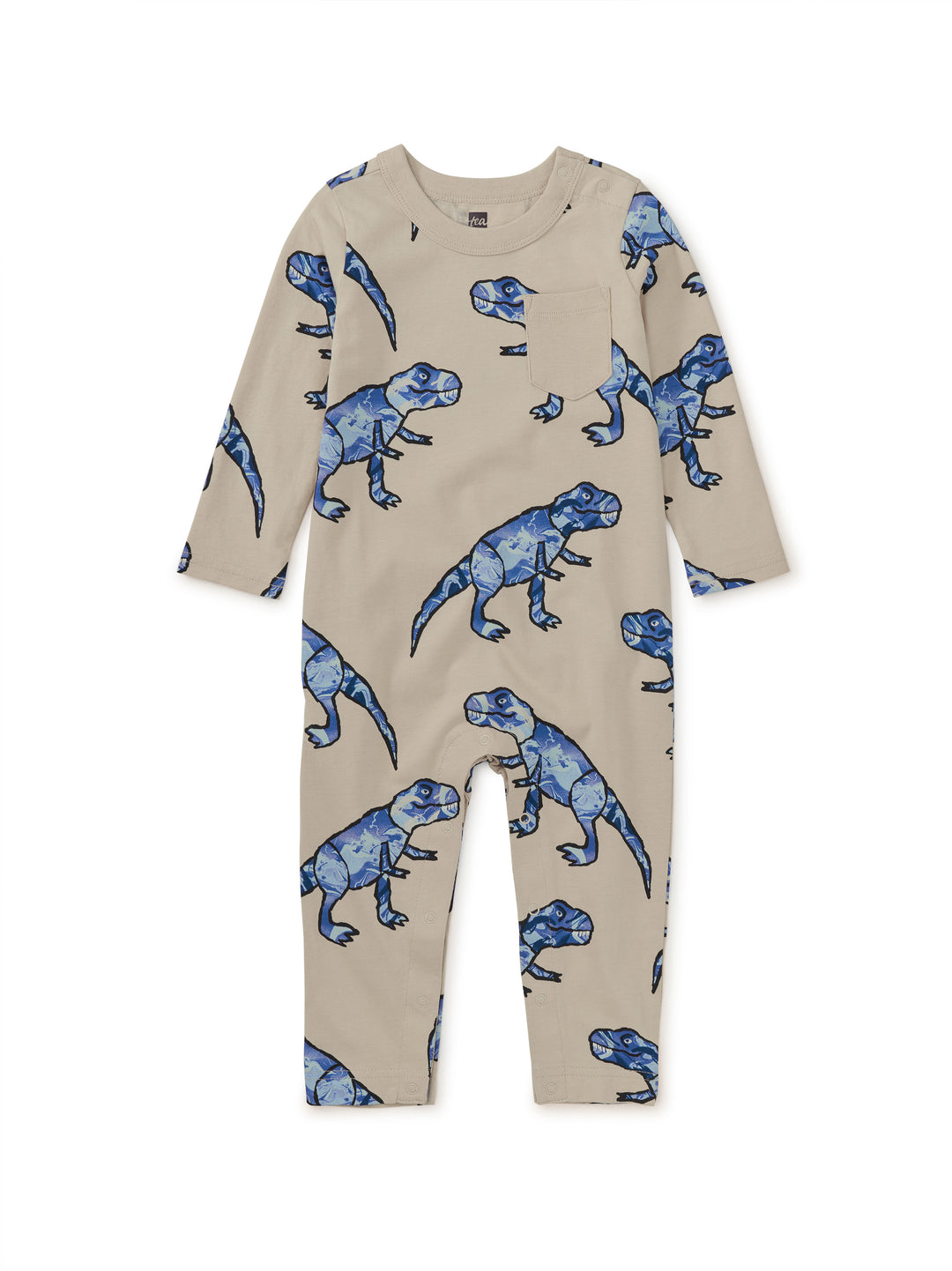 Tea Collection T-Rex in Marble Pocket Romper