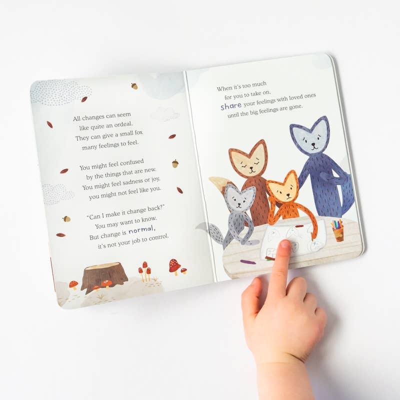 Fox's Navigating Change Plush Snuggler Set book open