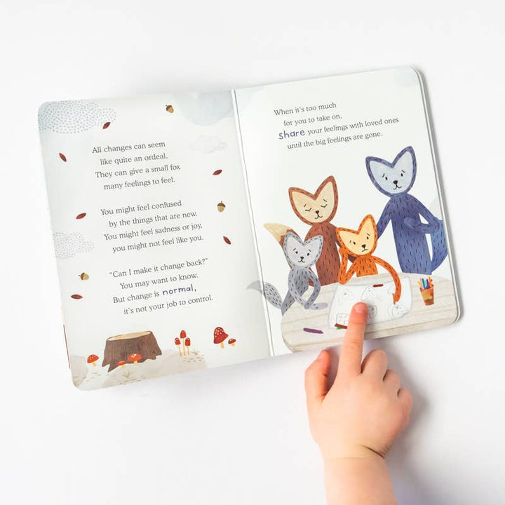 Fox's Navigating Change Plush Snuggler Set book open