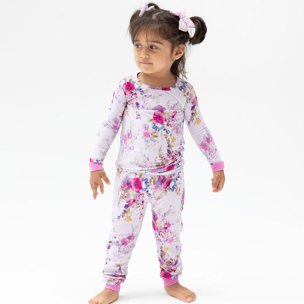 Angel Dear Dahlia Floral Pajamas model