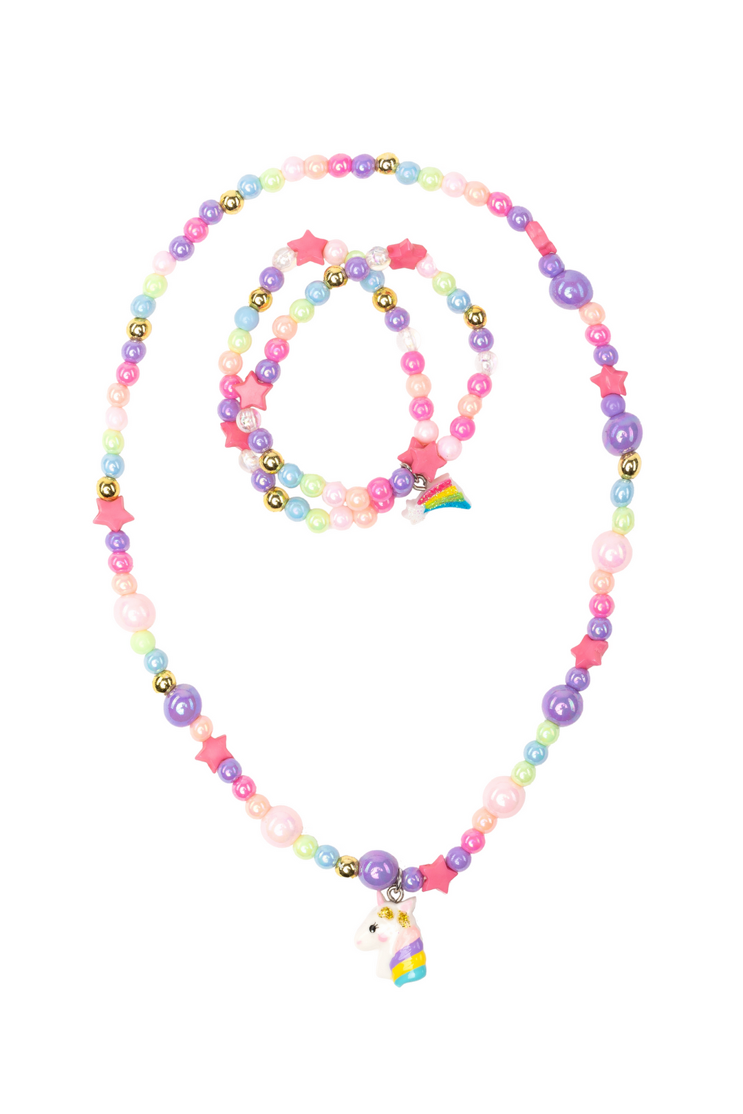 Happy-Go-Unicorn Necklace Bracelet Set vertical