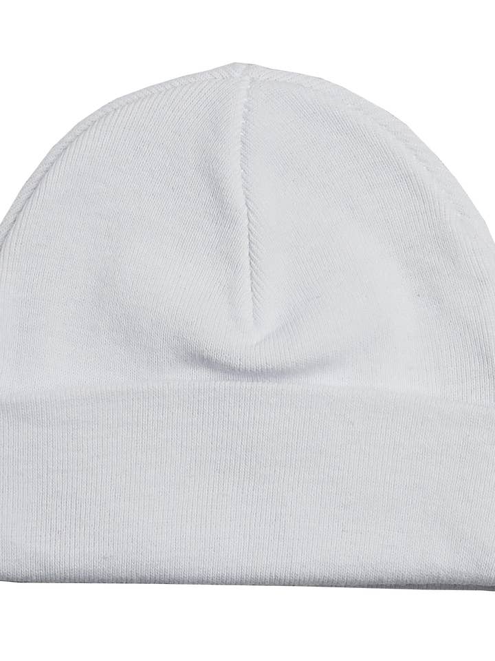 White Ribbed Beanie Hat