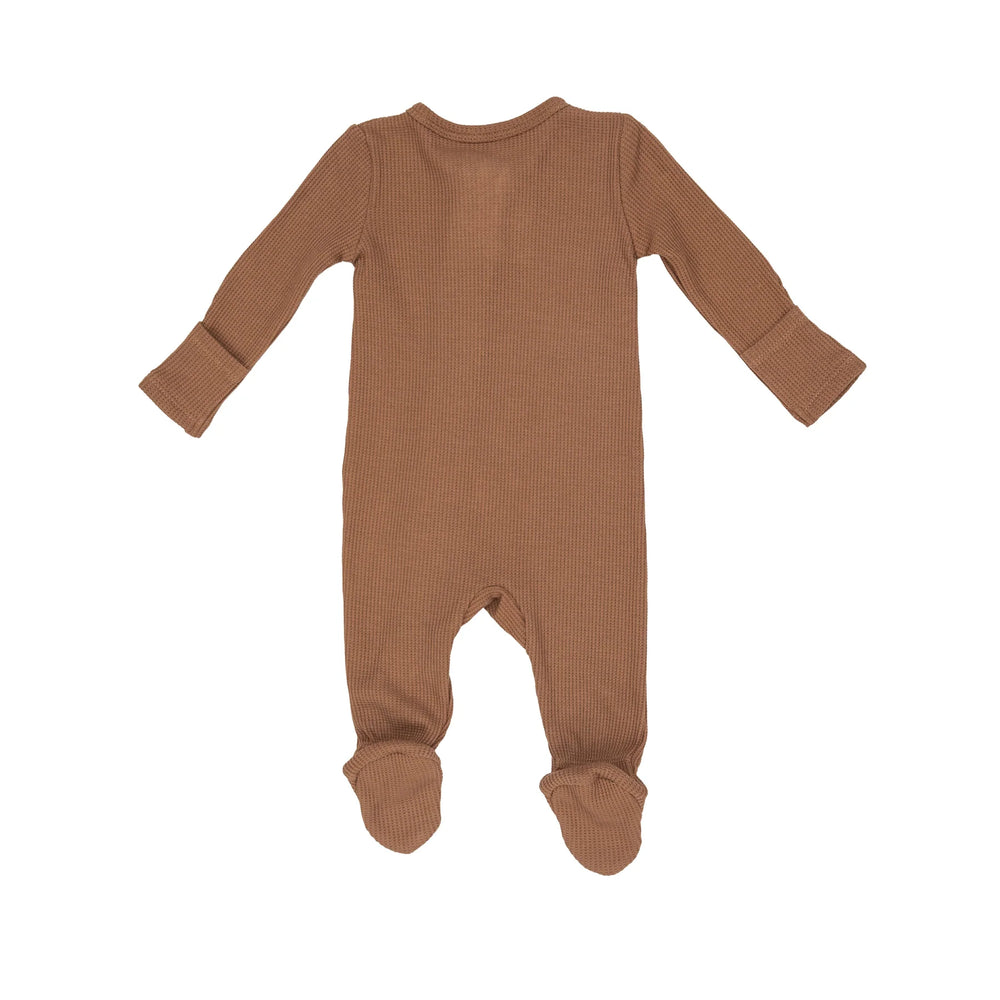 Angel Dear Waffle Footie in Pecan Brown back