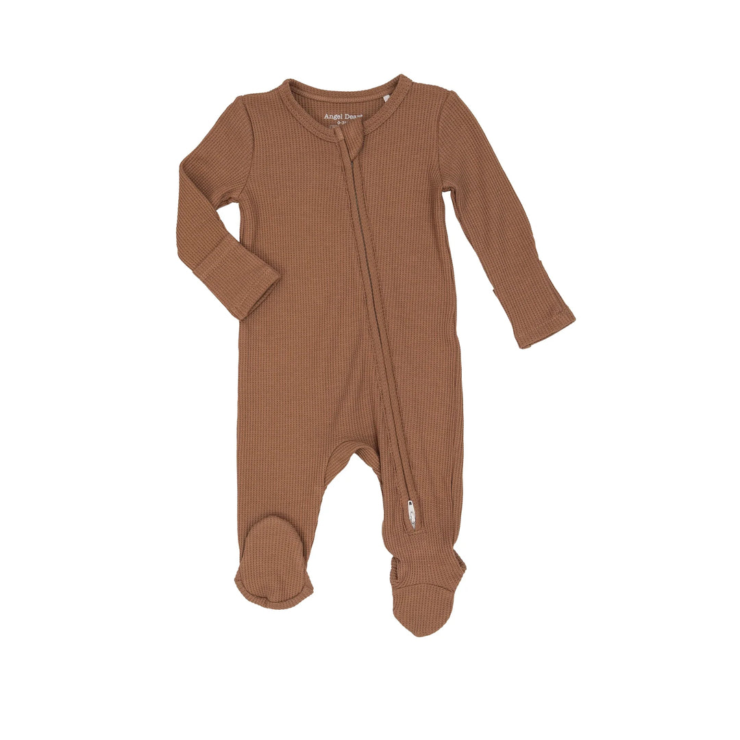 Angel Dear Waffle Footie in Pecan Brown