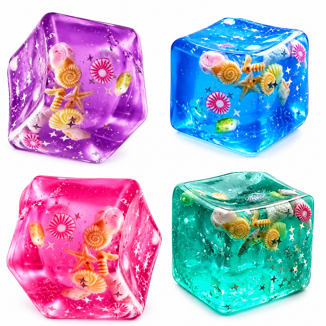 Shell Glitter Squishy Cube