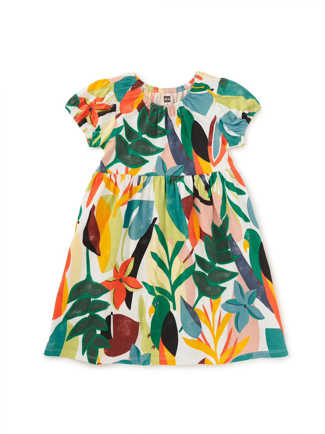 Tea Collection Parakeet Tropicalia Puff Sleeve Dress