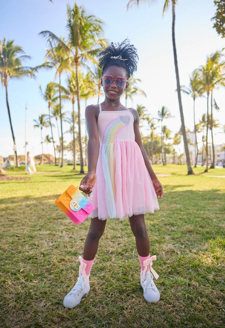 Lola + The Boys Heart Rainbow Tulle Dress model