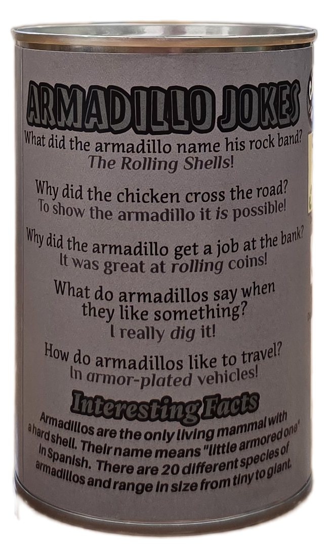 Canned Gifts Canned Armadillo back