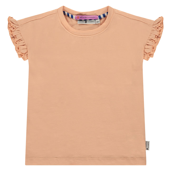 Ruffle Cap Top in Salmon