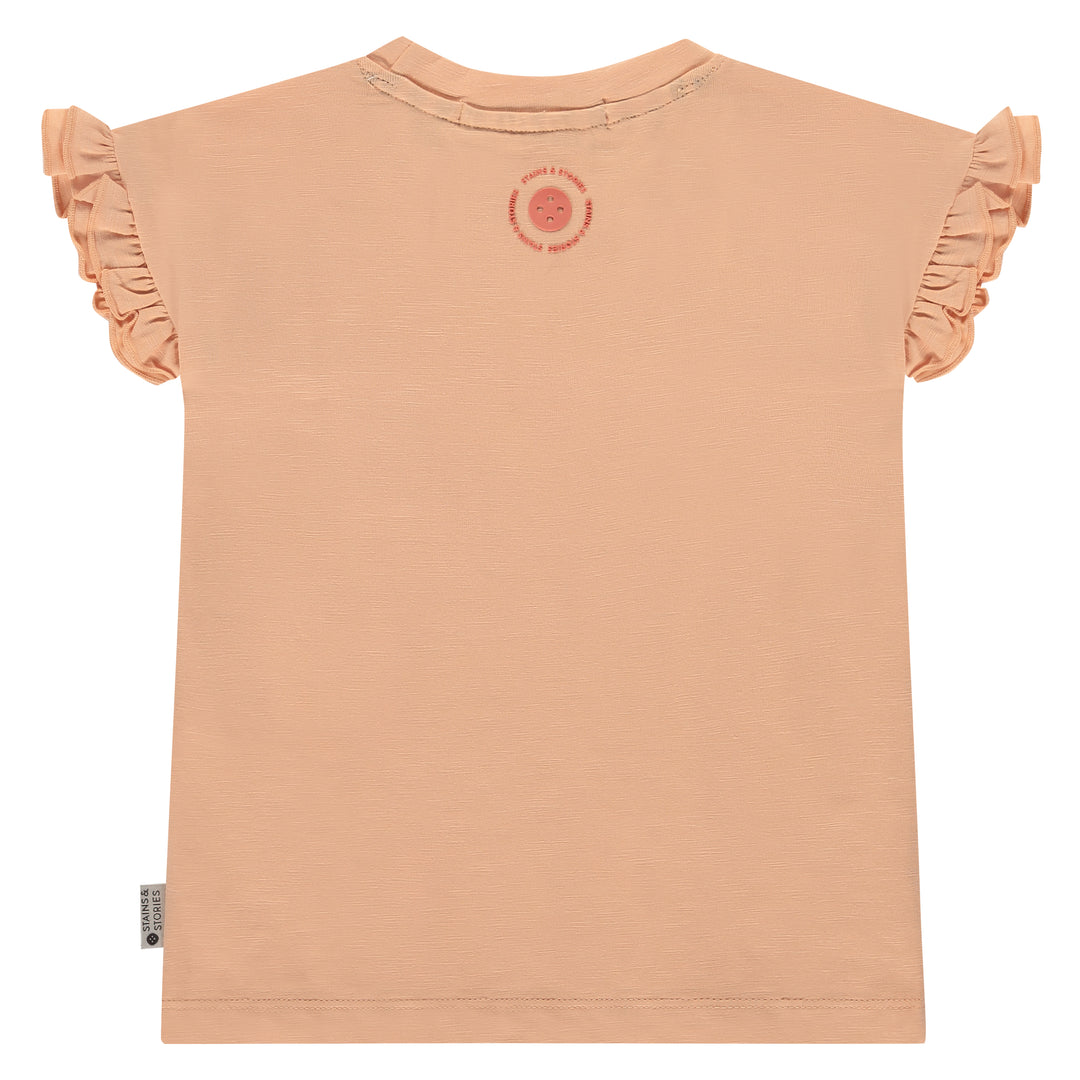 Ruffle Cap Top in Salmon