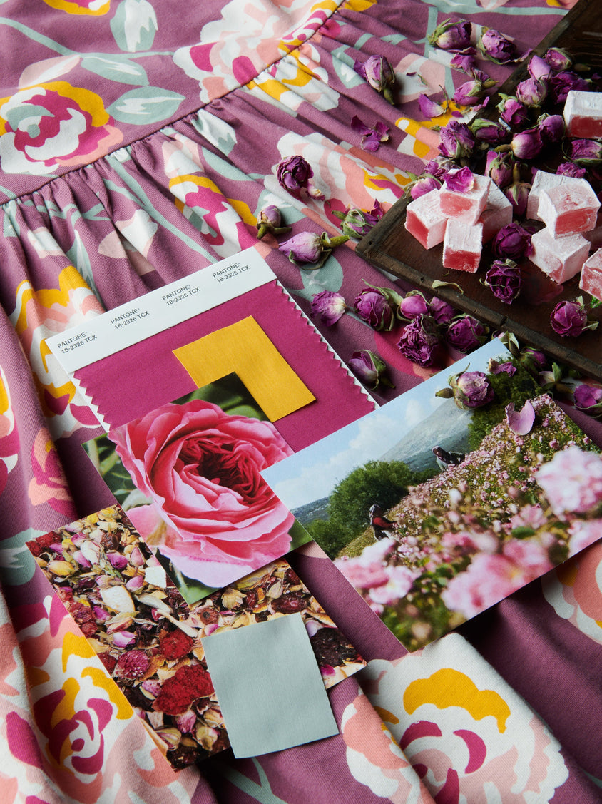 Tea Collection Turkish Rose Wrap Neck Dress moodboard
