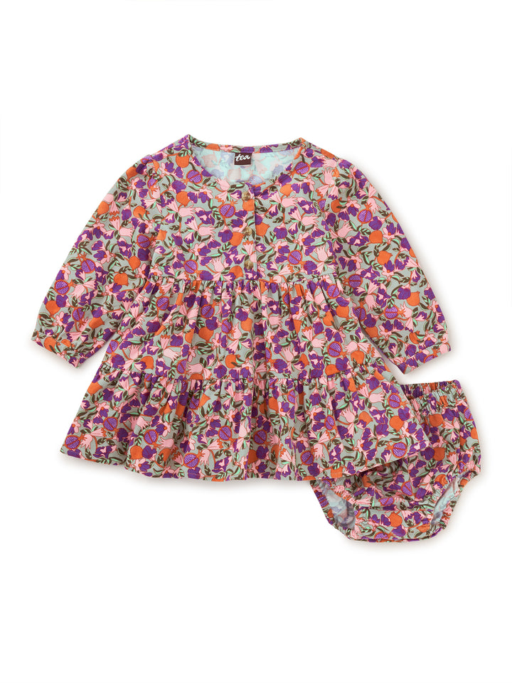 Tea Collection Royal Pomegranate Floral  Baby Shirtdress