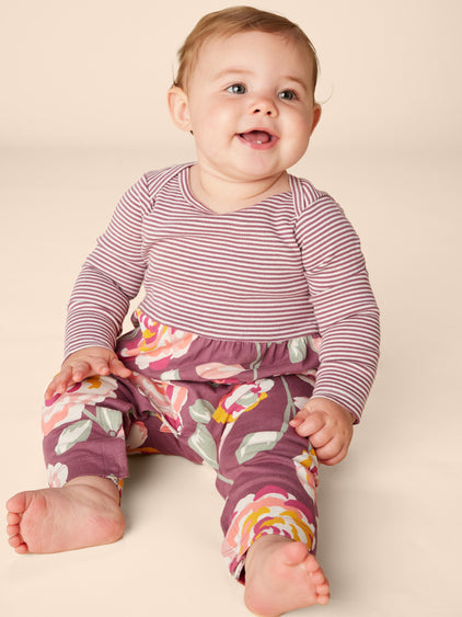 Tea Collection Turkish Rose Print Mix Romper model seating