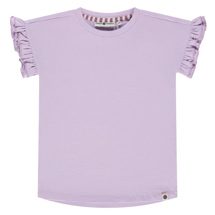 Stains & Stories Lilac Ruffled Sleeve Top