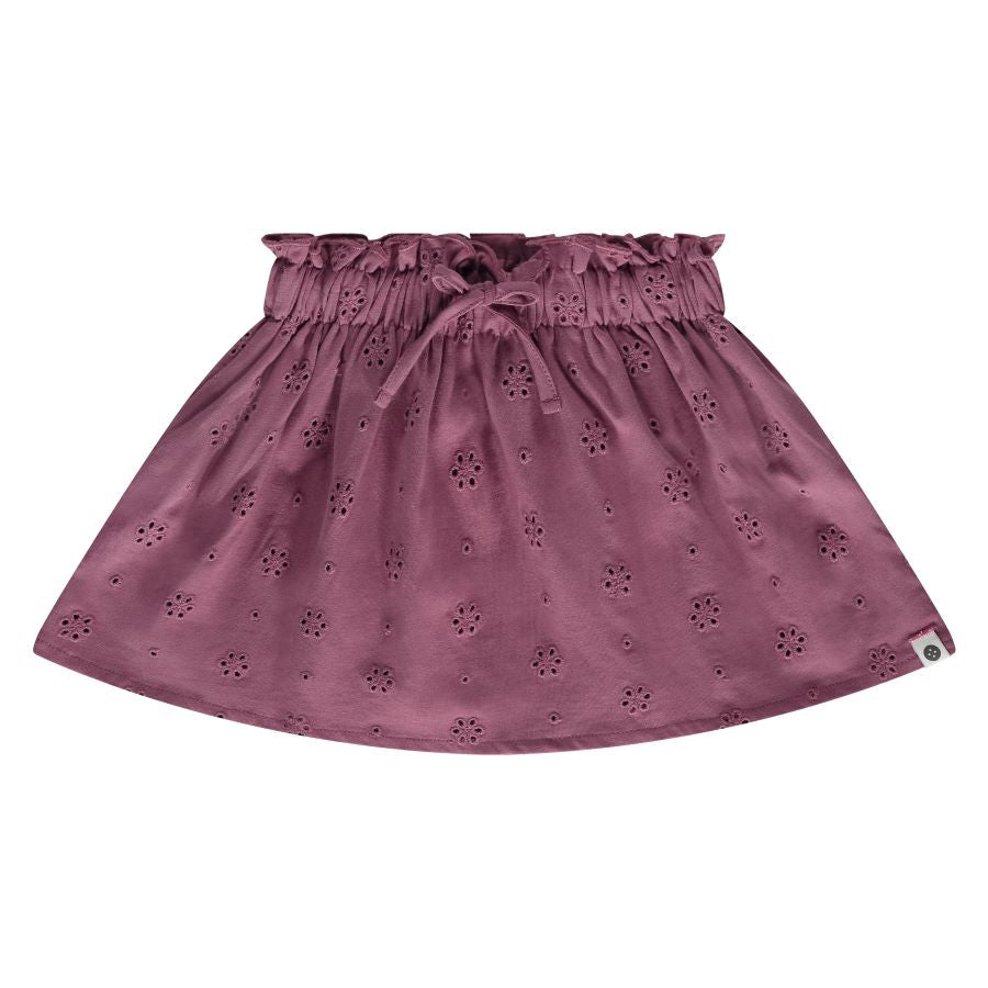 Stains & Stories Burgundy Eyelet Skirt