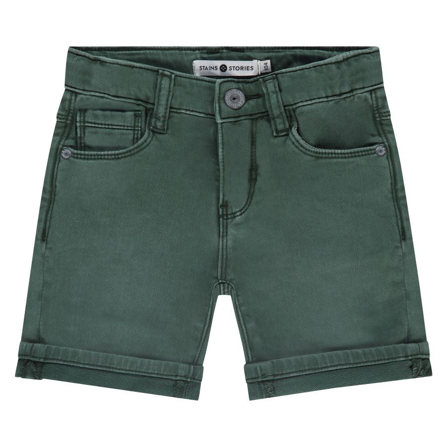 Stains & Stories Bottle Green Shorts