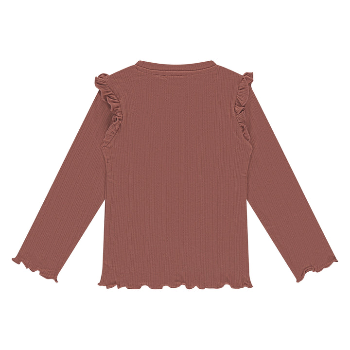 Stains & Stories Velvet Rose Ruffled Shoulder Top back