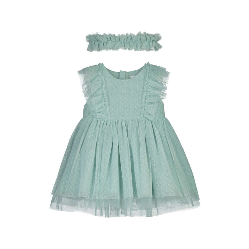 Mayoral Lake Tulle Baby Dress & Headband Set