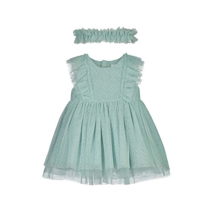 Mayoral Lake Tulle Baby Dress & Headband Set