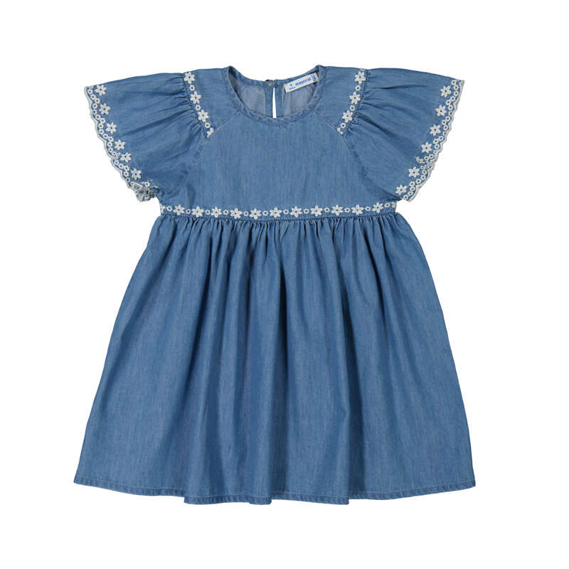 Mayoral Embroidered Chambray Dress