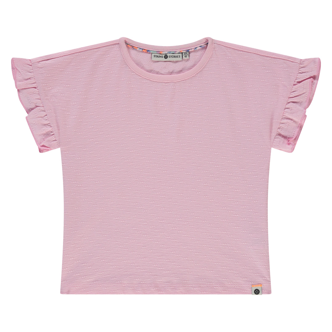 Stains & Stories Blush Ruffle Sleeve Tee