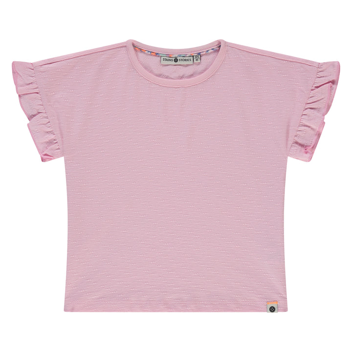 Stains & Stories Blush Ruffle Sleeve Tee