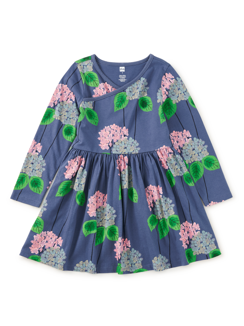 Tea Collection Cornwall Hydrangeas Wrap Neck Dress