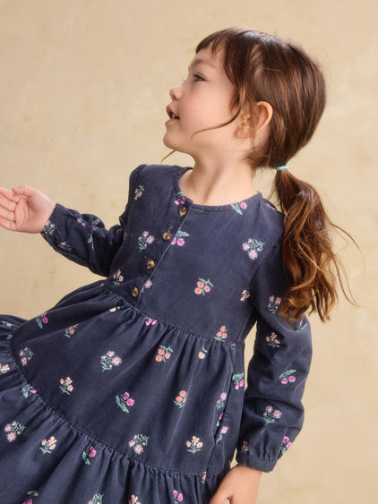 Midnight Posy Corduroy Shirtdress