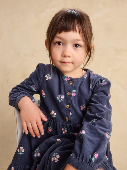 Midnight Posy Corduroy Shirtdress